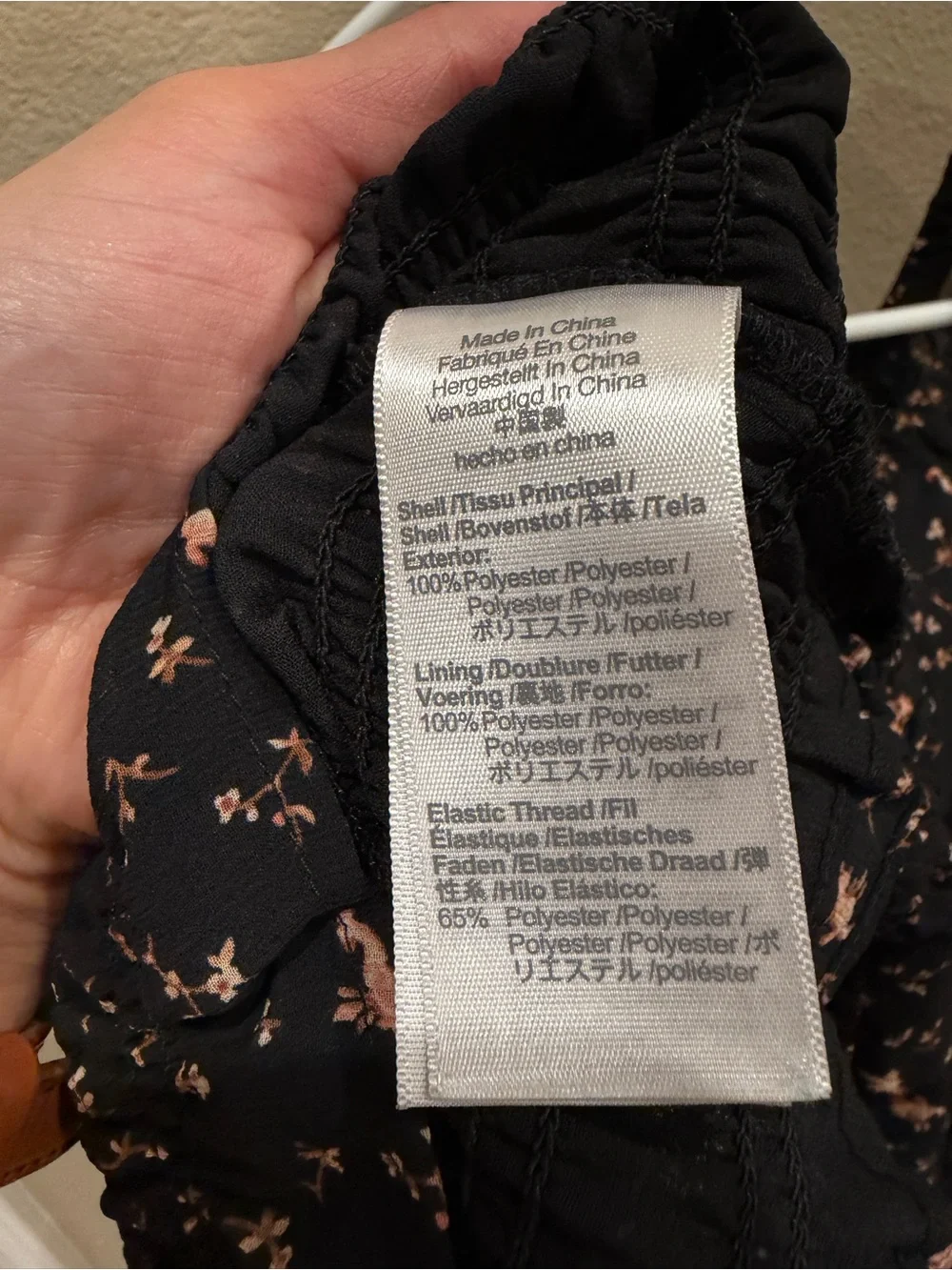 Madewell Black Floral Smocked Square-Neck Blouse